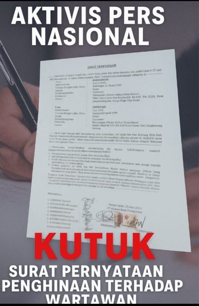 Penghinaan dan Intimidasi terhadap Wartawan di Sekadau, Kalimantan Barat: Aktivis 98 Desak Penegakan Hukum Tegas