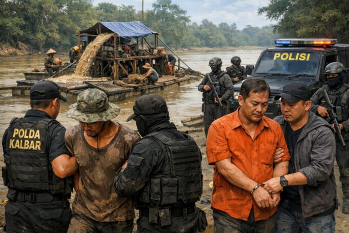 Diduga Pelaku PETI di Sanggau, Seorang Pekerja dan Kades Semerangkai Diamankan Polda Kalbar